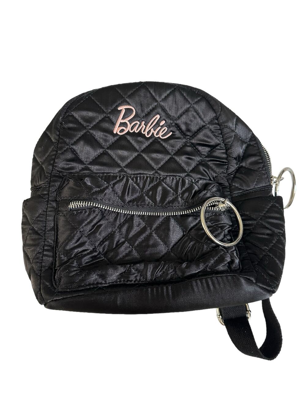 Missguided x Barbie Black Satin Backpack - Picture 1 of 13